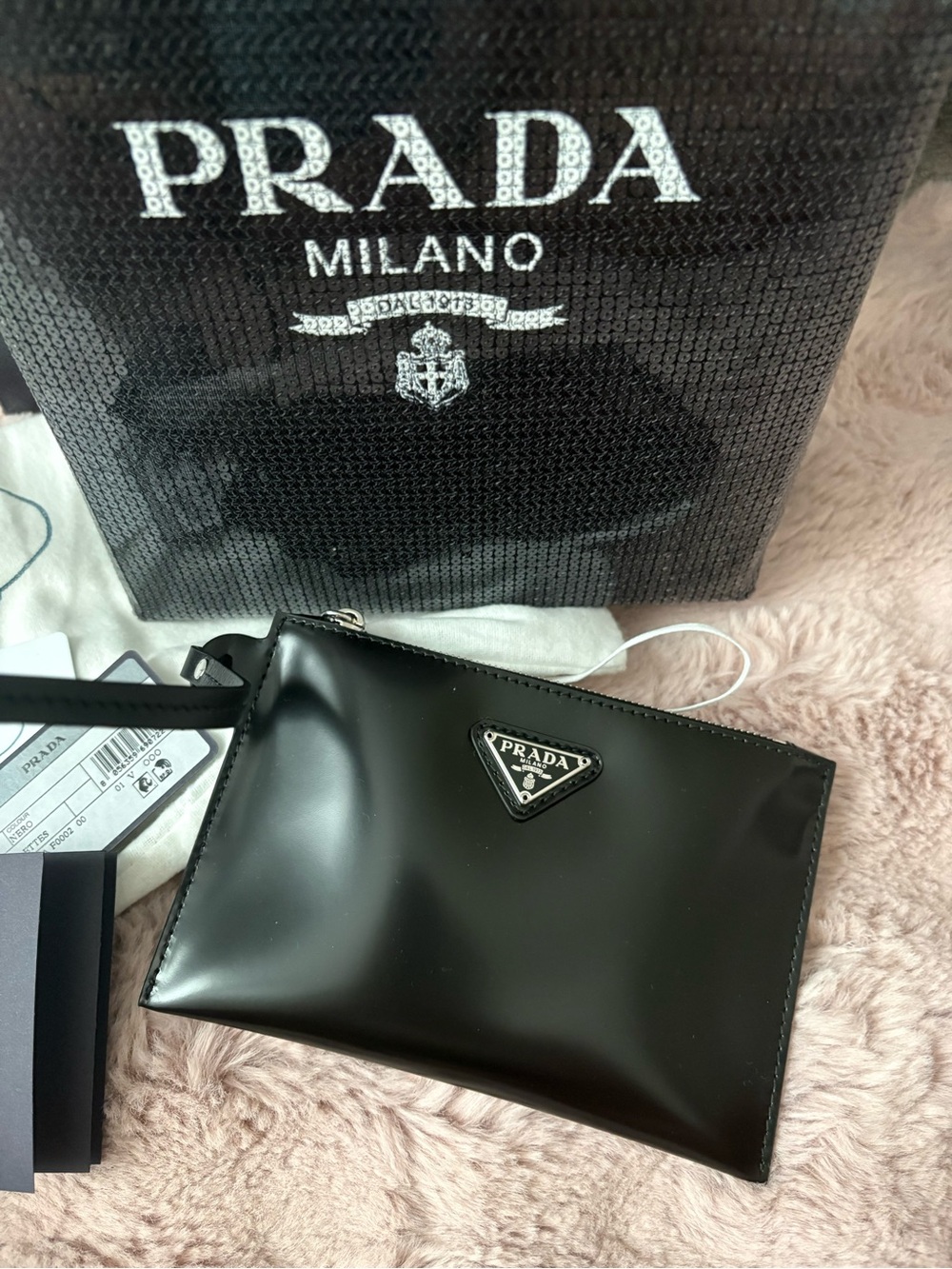Prada Sequin Rete Paillettes Small Tote Bag Black - Picture 4 of 11